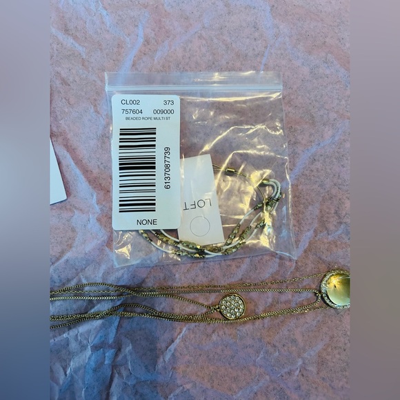 LOFT Gold Jewelry Set, Multi Layered Necklace, Hoop Earrings, & Beaded Bracelet - Picture 5 of 16